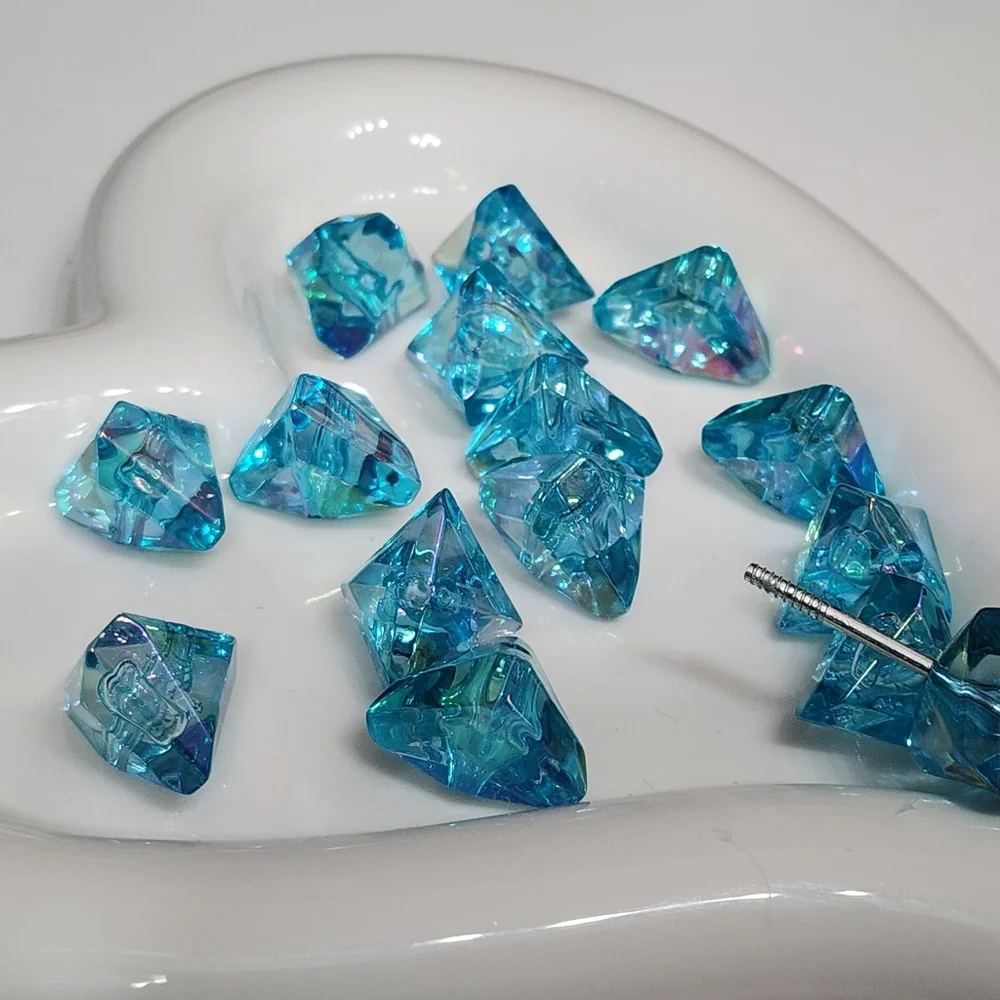 Beads Blue‎ Clear Beadable Triangular Acrylic Jewelry Making Beaded 10 Pc